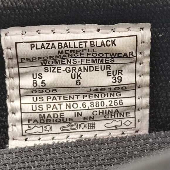 Merrell Woman's Plaza Ballet Black Leather Slip On Ortholite Shoes Size 8.5 - Picture 7 of 9